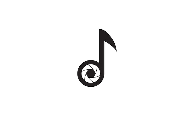 Shutter camera with music note logo symbol icon vector graphic design illustration