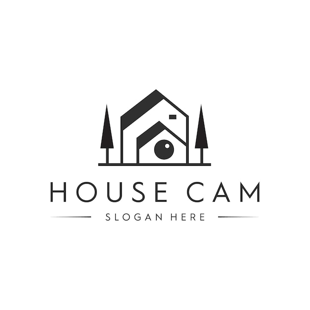 Shutter lens camera house photo photography logo vector image for business