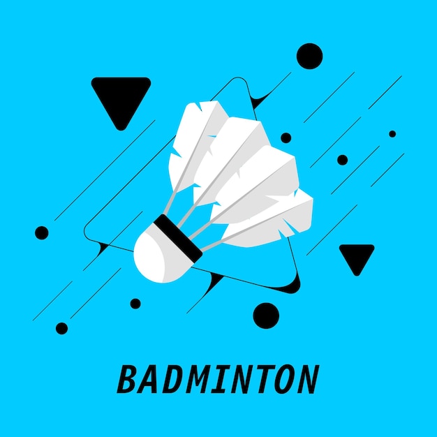 Shuttlecock badminton sport blue background