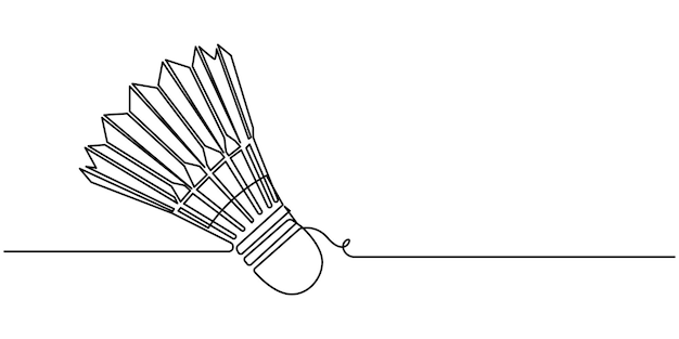 shuttlecock in continuous one line drawing style badminton sport editable stroke pro vector