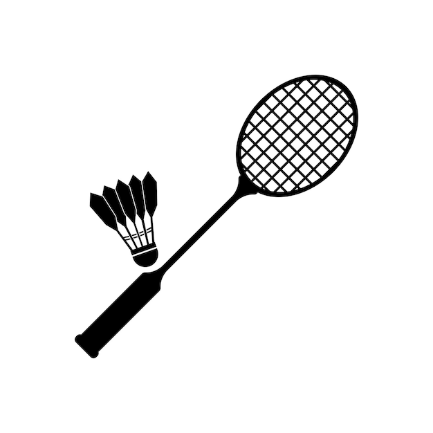 Shuttlecock and racket iconlogo illustration design