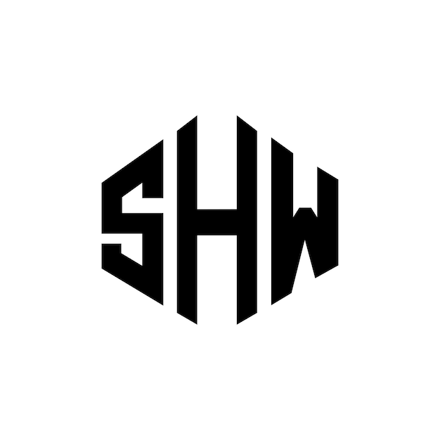 다각형 모양의 SHW 글자 로고 디자인 SHW 다각형 및 큐브 모양의 LOGO 디자인 SHW 육각형 터 로고 템플릿 색과 검은색 SHW 모노그램 비즈니스 및 부동산 로고
