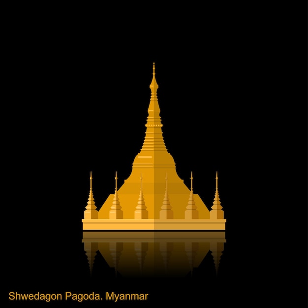 Shwedagon pagoda nell'icona simbolo di yangon myanma