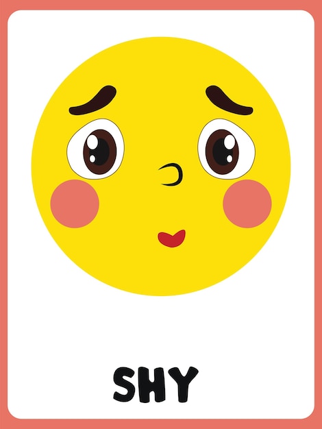 Shy face clipart flashcard