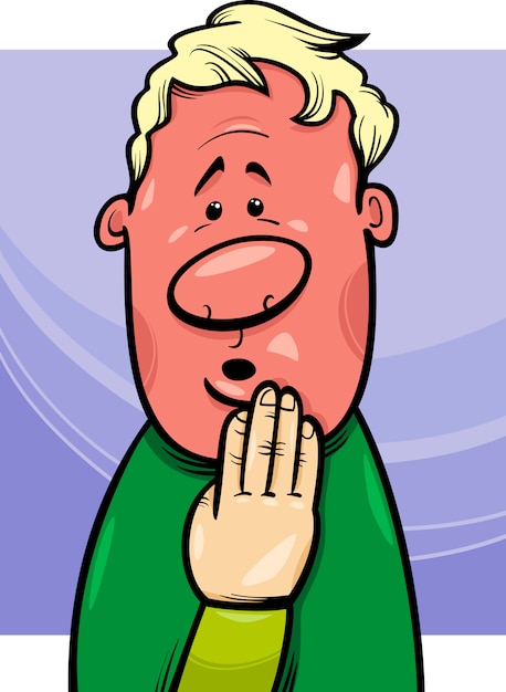 Vector shy man concept cartoon illustration