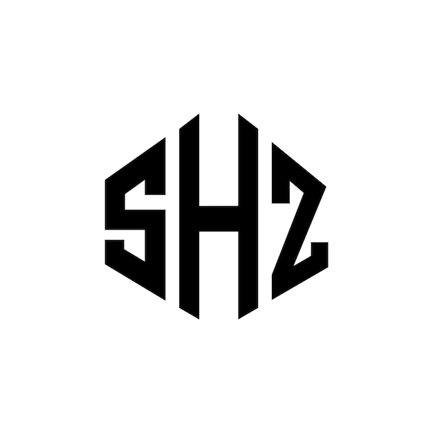 다각형 모양의 SHZ 글자 로고 디자인 SHZ 다각형 및 큐브 모양의 LOGO 디자인 SHZ 육각형 터 로고 템플릿 색과 검은색 SHZ 모노그램 비즈니스 및 부동산 로고