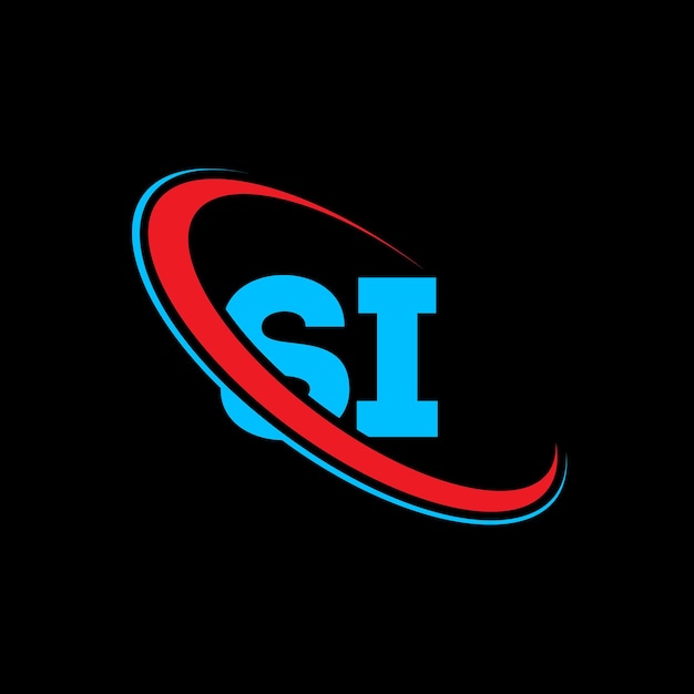 SI-logo ontwerp Initieel letter SI gekoppelde cirkel hoofdletters monogram logo rood en blauw SI-logos