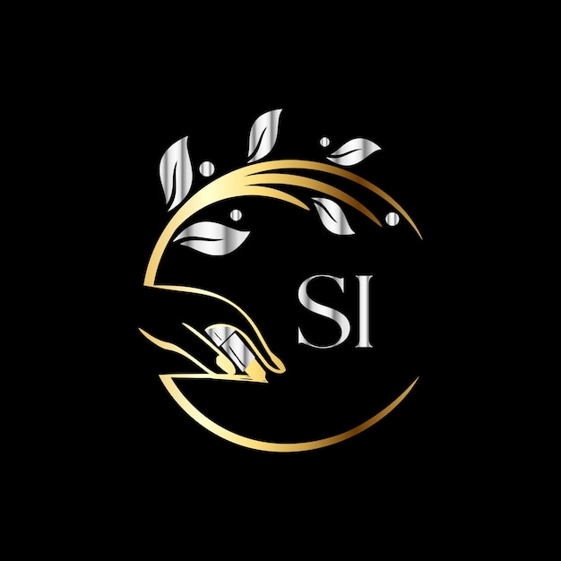 SI Monograms logo nails, Luxury Cosmetics Spa Beauty vector template