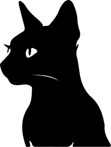Siamese Cat black silhouette with transparent background