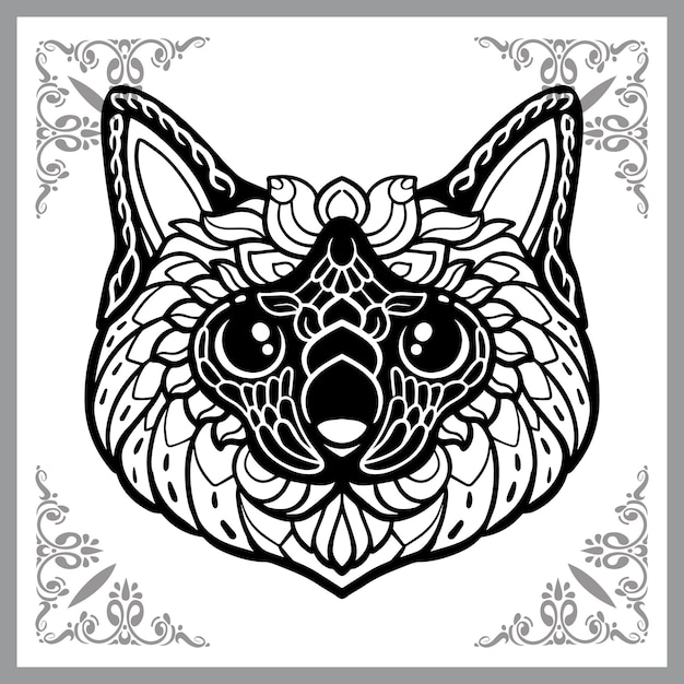 siamese cat zentangle arts isolated on black background