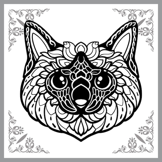 Vector siamese cat zentangle arts isolated on black background