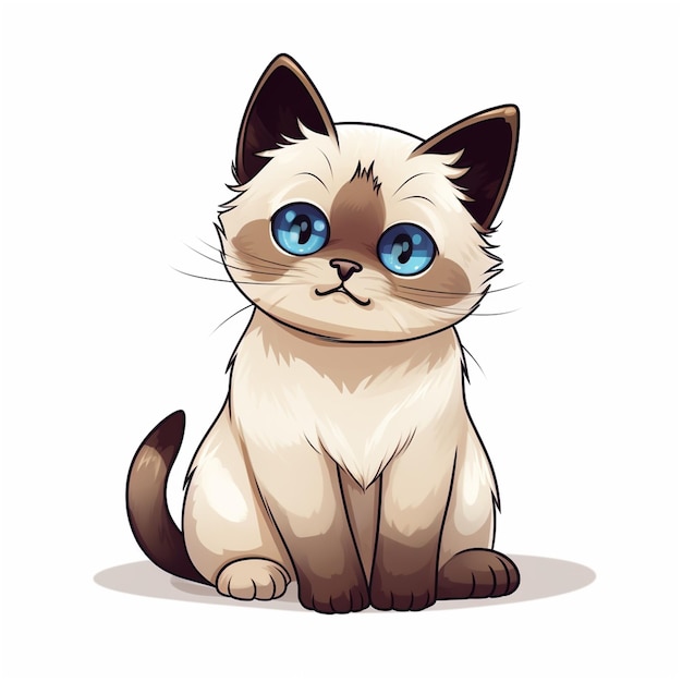 Siamese kat zit op een witte achtergrond Vector illustratie