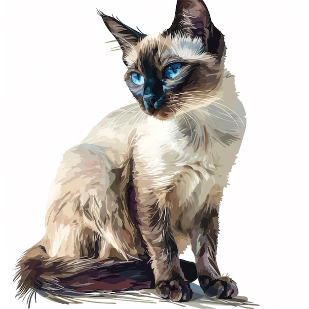 Siamese kitten gratis vector illustratie gratis clipart en gratis iconen in de stijl van freehand pijn