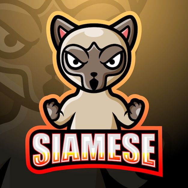 Siamese mascotte esport illustratie