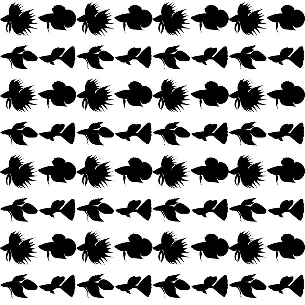 Siamese vechtvissen silhouet patroon