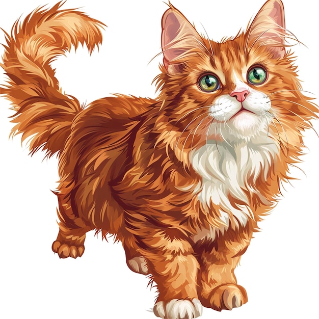 Vector siberian cat hand drawn vector illustration on a white background