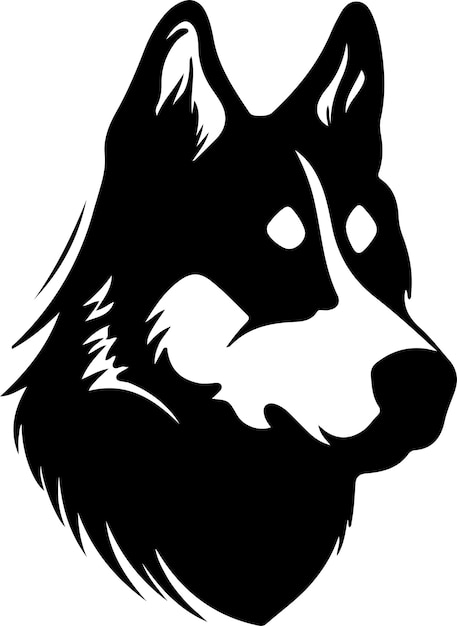 Siberian husky black silhouette with transparent background