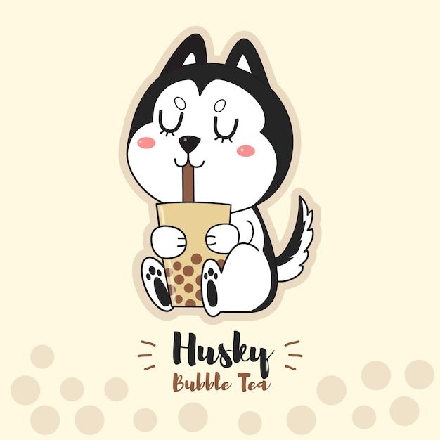 Siberian husky bubble tea logo