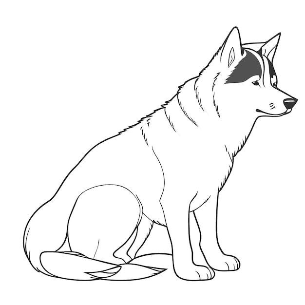 Vector siberian husky coloring book for kids ages 48 years simple line coloring book page simple outline