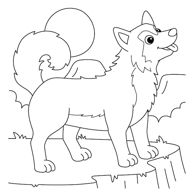 Siberian husky dog coloring page for kids