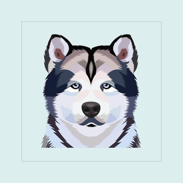 Vector siberian husky dog head illustration vector