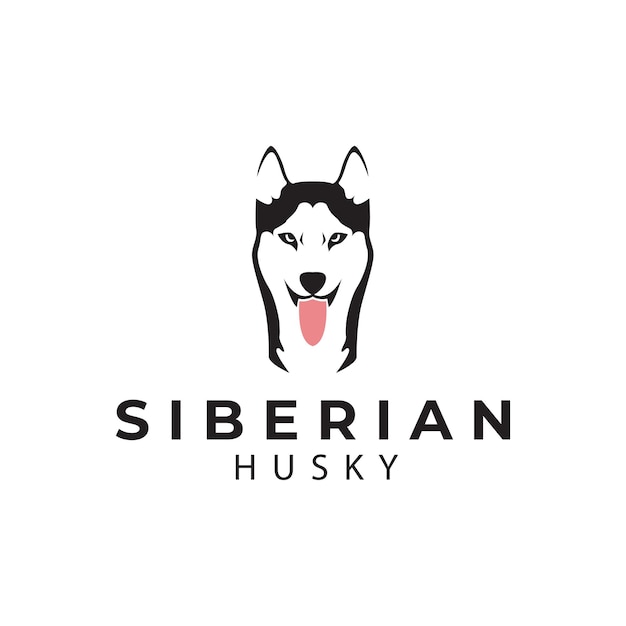 Дизайн векторной иконки логотипа сибирской хаски, графическая творческая идея