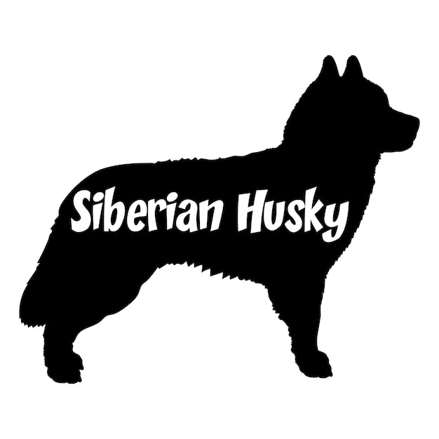 Vettore cane husky siberiano silhouette razze di cani logo monogramma vettore cane