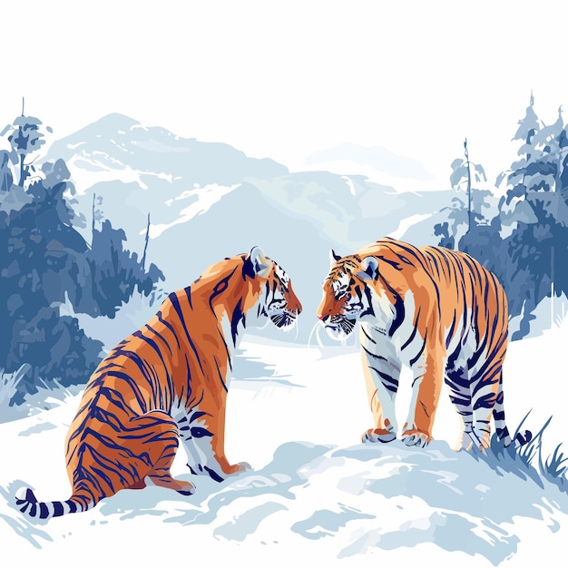 Siberian Tigers in the taiga 2