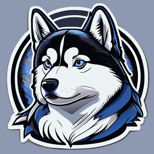 Vector sibirische husky sticker vectorillustratie