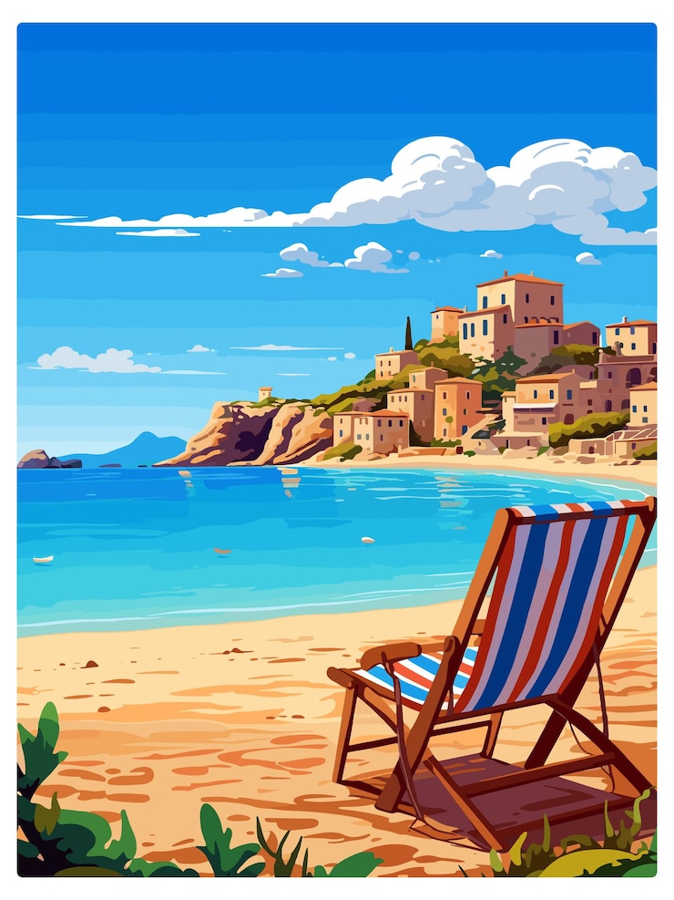 Vector sicily italy decoration vintage travel poster souvenir postcard portrait painting wpa illustration