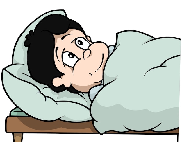 ベッドに横たわっている病気の少年