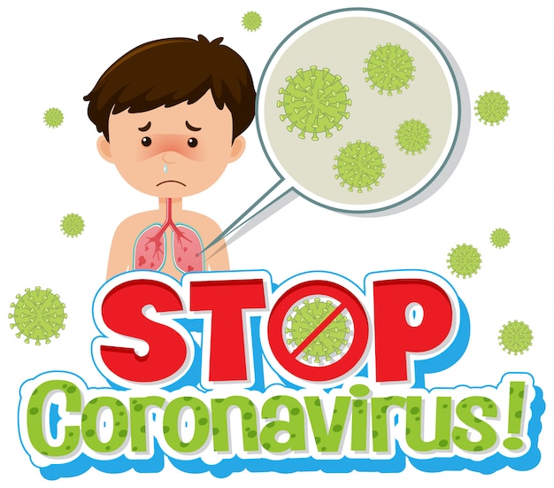 Vettore ragazzo malato con coronavirus