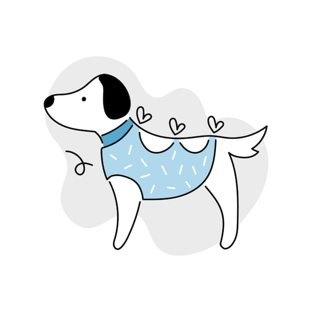 Vector sick dog line doodle icon for veterinary clinic. dog, pet sterilization vector illustration.