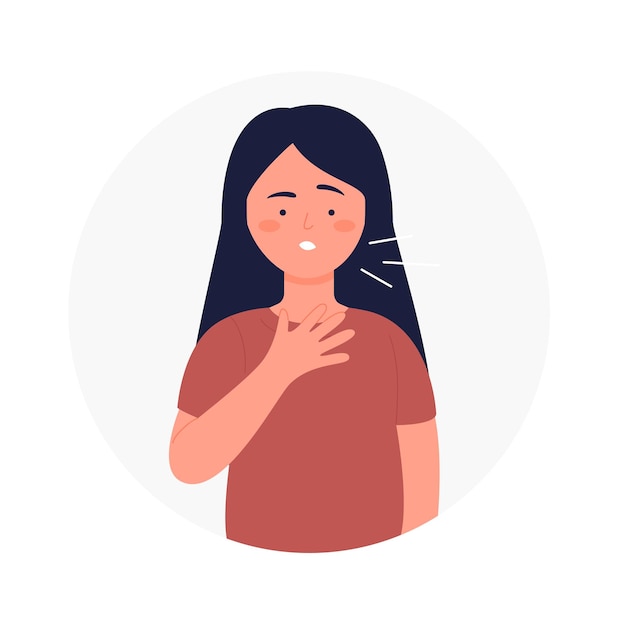 Vector sick girl coughing of pulmonary disturbance