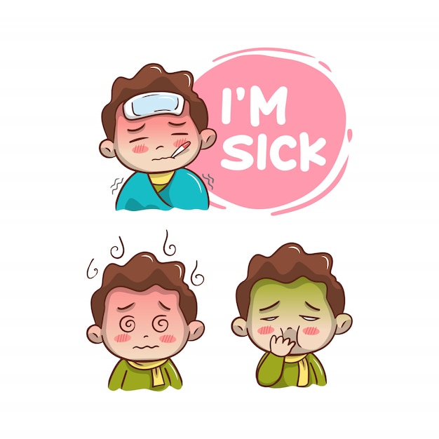 Vector sick of man pose illustration