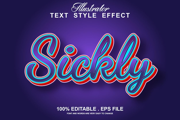 Vector sickly text effect editable