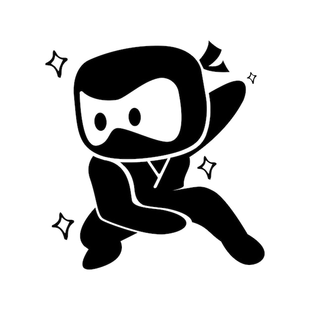 Side attack cute ninja on white background vector