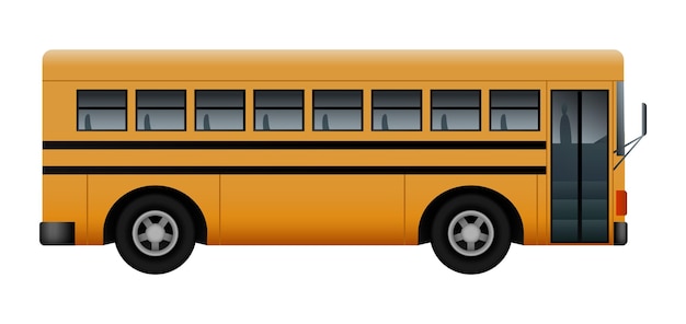 벡터 학교 버스 모형의 측면 흰색 배경에 격리된 웹 디자인을 위한 학교 버스 벡터 모형의 측면에 대한 현실적인 그림