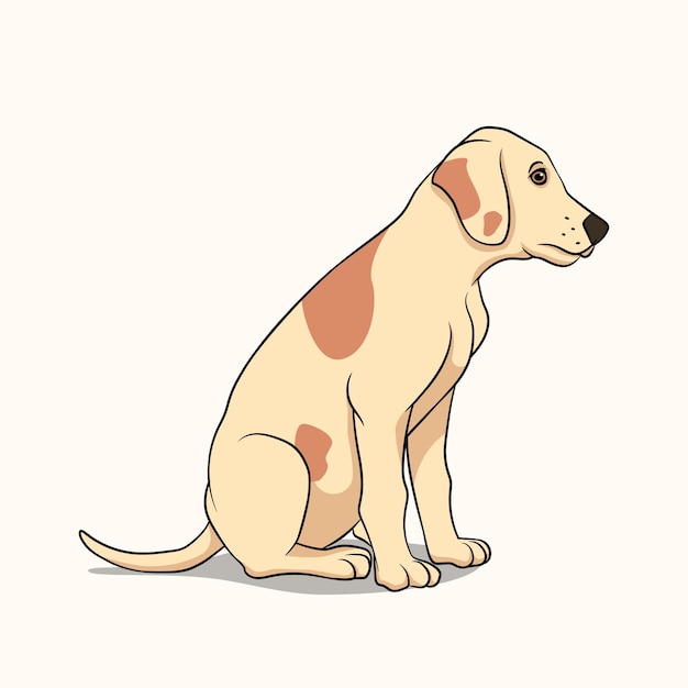 Vector side view of brown dog looking down