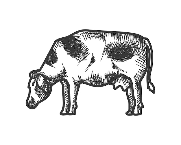 Vector side view cow icon isolated