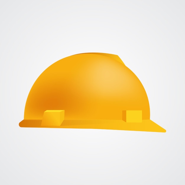 Vector side view of illustration yellow project helmet on isolated background