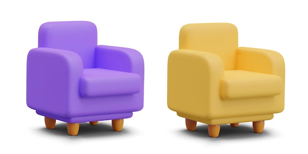 Vector side view on modern armchair for home collection of models for interior composition