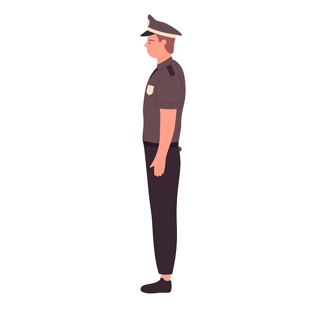 Боковой вид стоящего полицейского