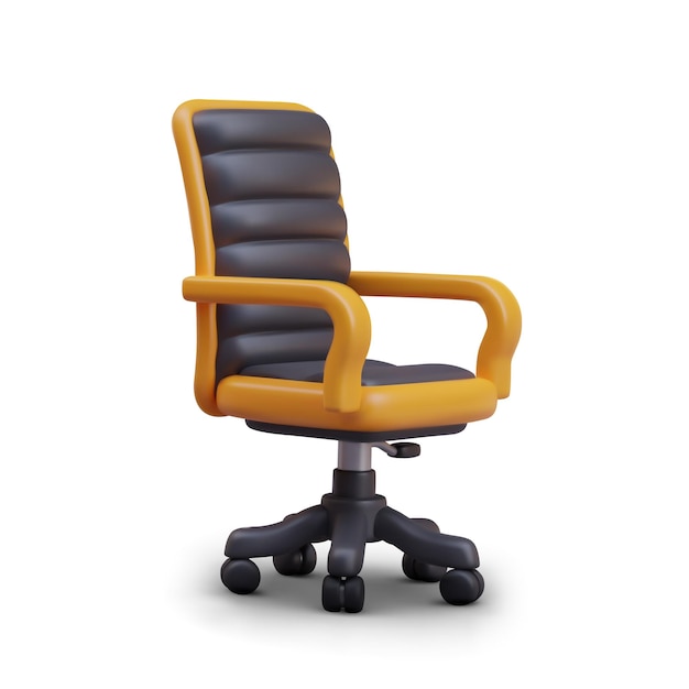 Vector side view on office chair for longsitting work in yellow and black colors