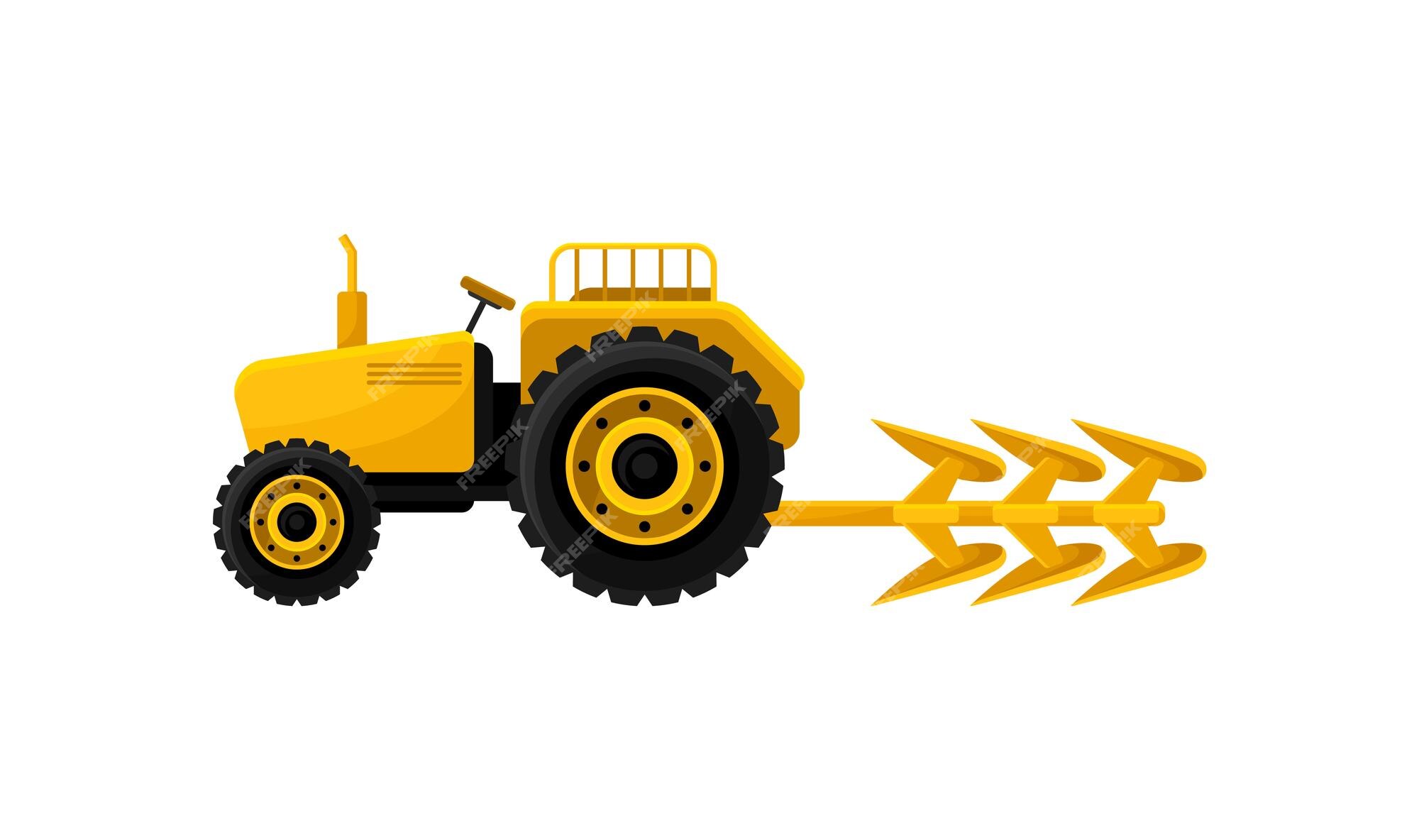 Yellow Tractor With Large Wheels Side View Heavy Machinery Farm Equipment  Modern Agricultural Vehicle Flat Vector Icon Stock Illustration - Download  Image Now - iStock