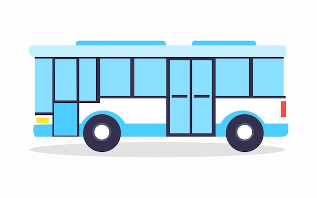 Вид сбоку на общественный транспорт Автобус синего цвета Векторная иллюстрация