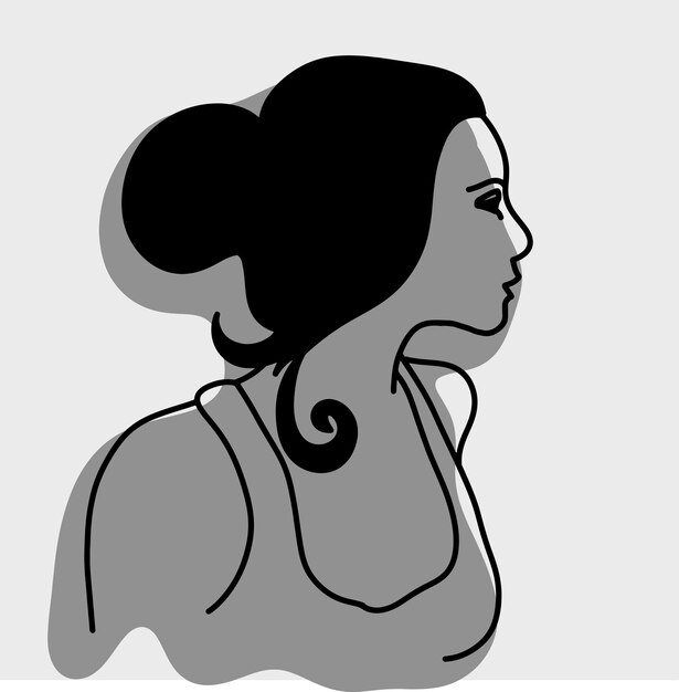 side view of sexy female model with shadow vector illustration sketch