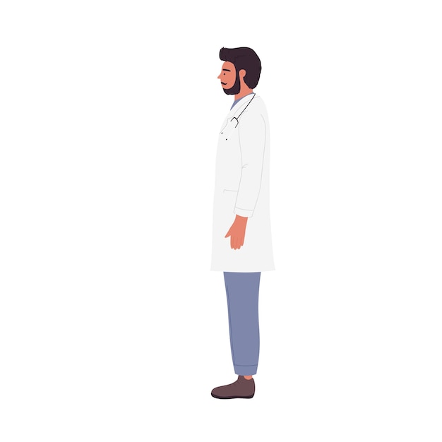 Vector side view of standing doctor