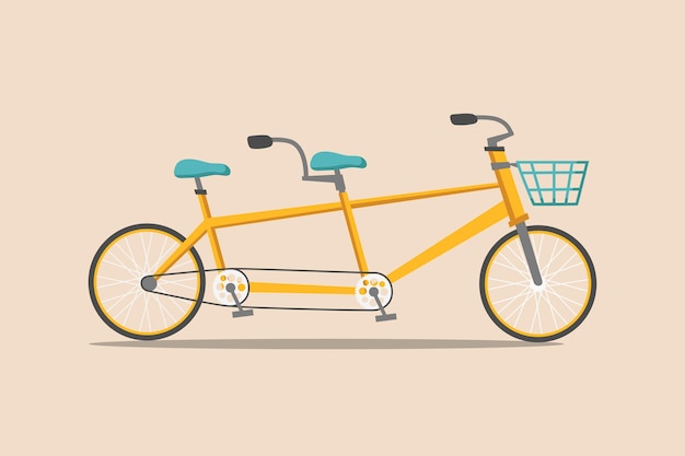 Side view of a tandem bicycle bicycle concept flat vector
illustrations isolated