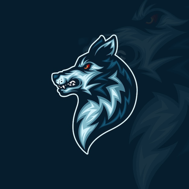 Side view of wolf head esport mascot illustration